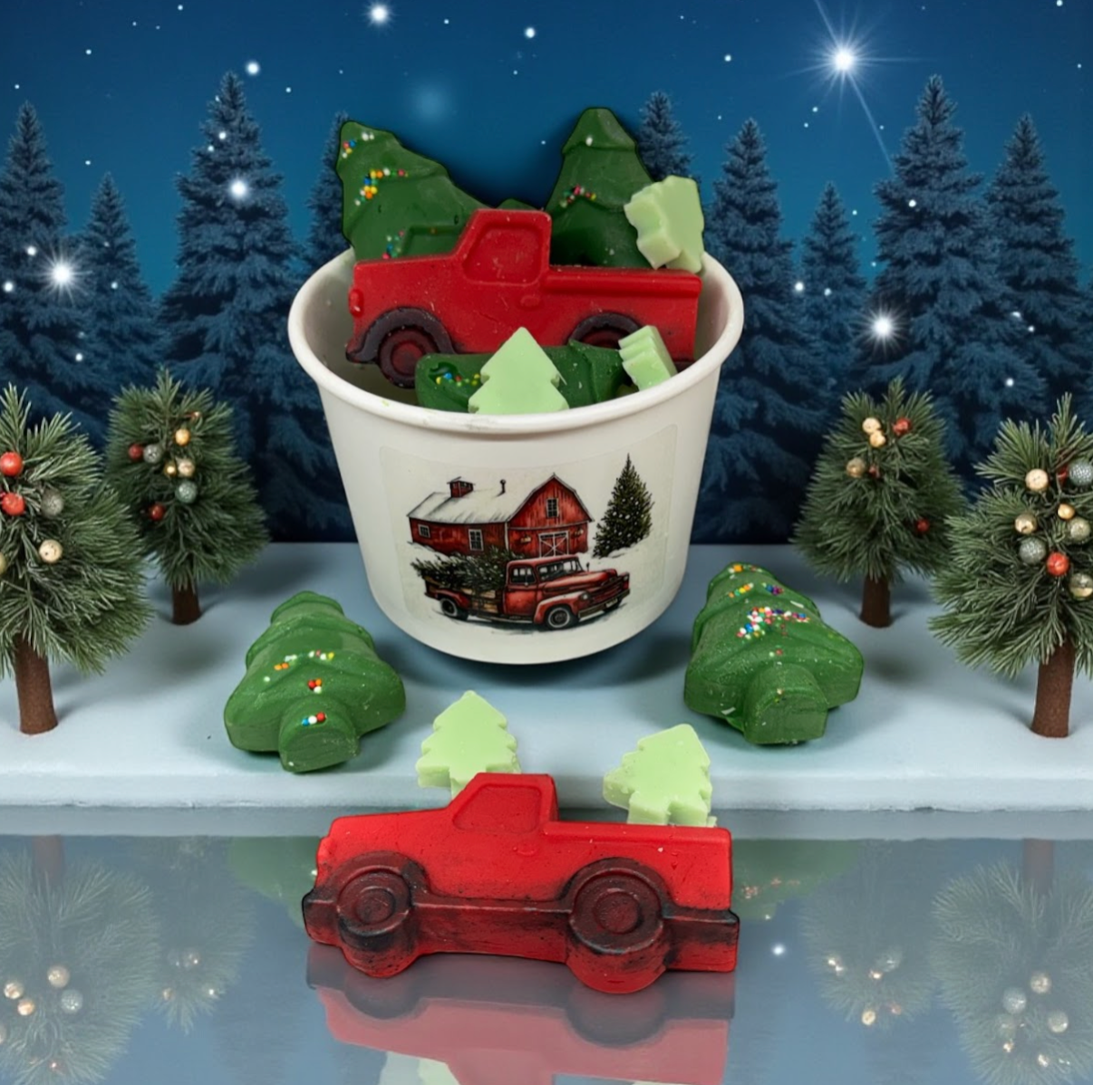 CHRISTMAS TREE FARM with Red Truck | Pine Forest Scent | 5 oz