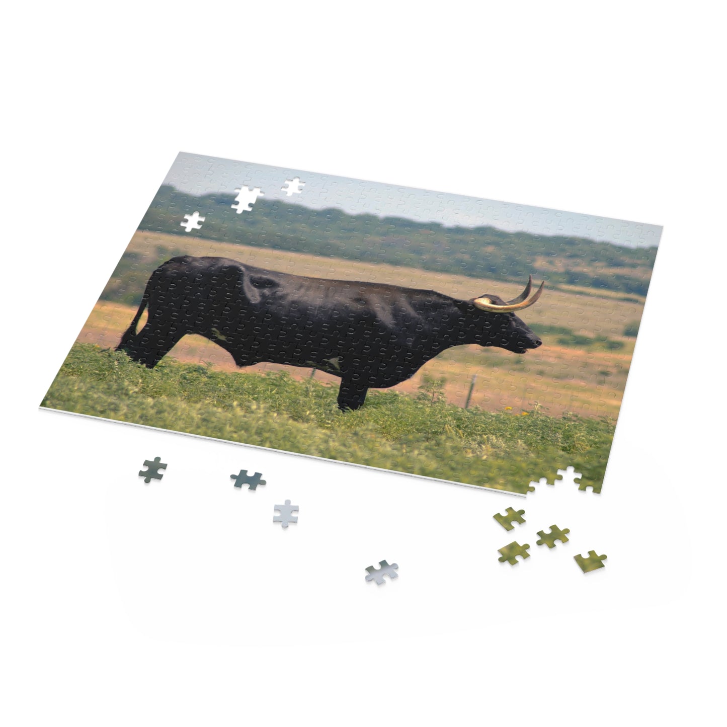 Longhorn Bull Puzzle | Texas Cattle Scene 500-Piece