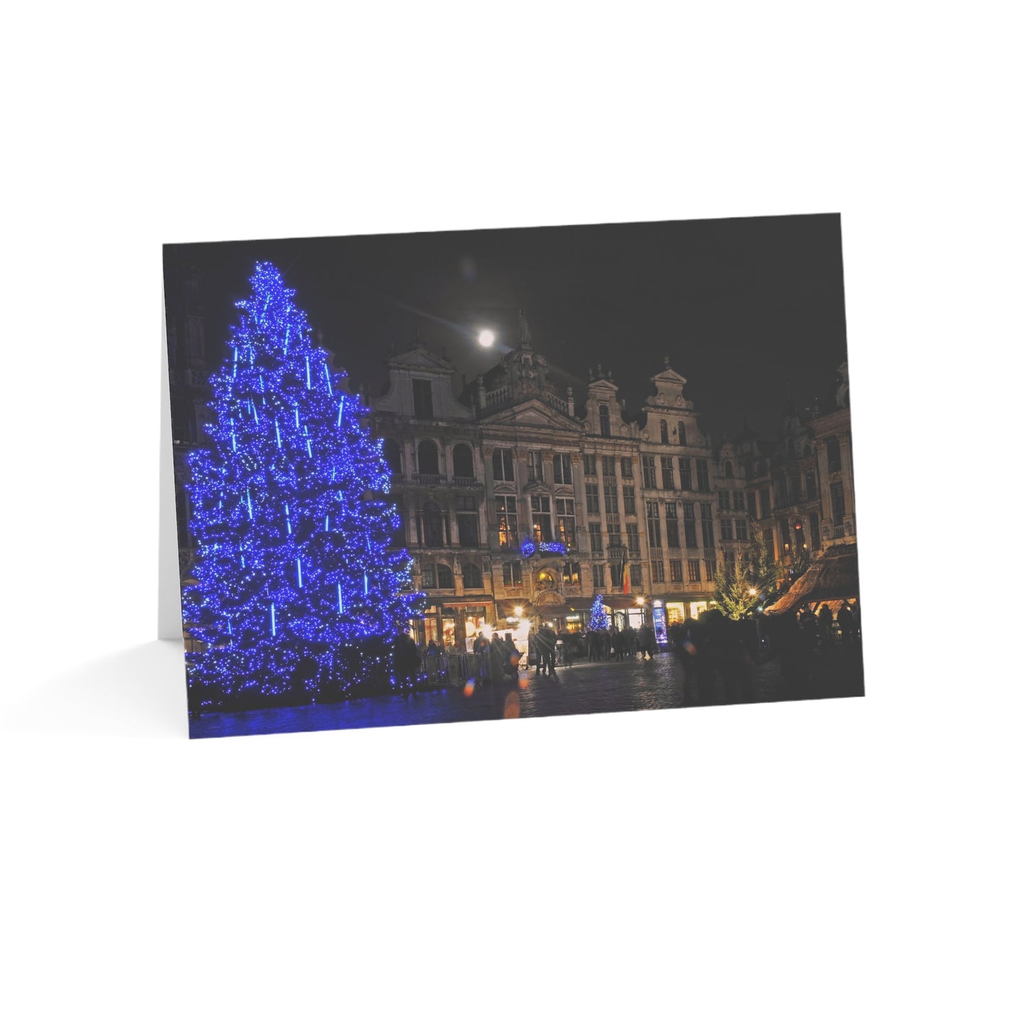 Moonlit Grand Place – Brussels Holiday Greeting Card (1/10/30/50 pcs)