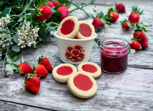 STRAWBERRY JAM FILLED COOKIES | Thumbprint cookies