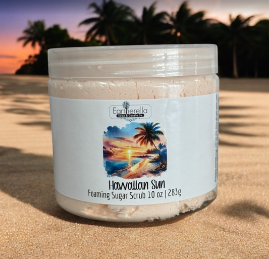 HAWAIIAN SUN Exfoliating Foaming Sugar Body Scrub, 10 oz jar
