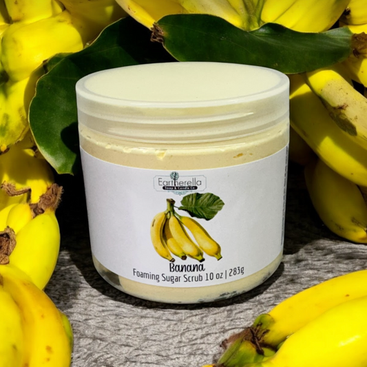 BANANA exfoliating Foaming Sugar Body Scrub, 10 oz jar