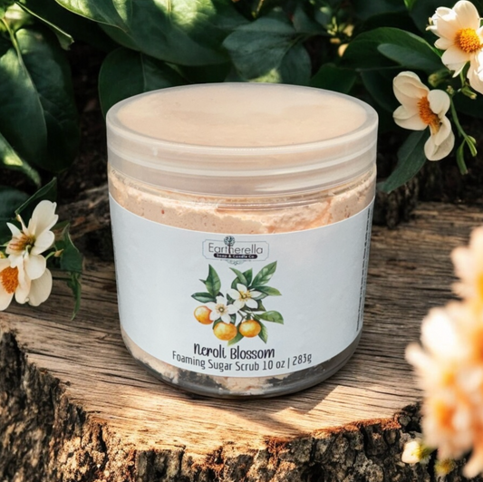 NEROLI BLOSSOM Exfoliating Foaming Sugar Body Scrub, 10 oz jar