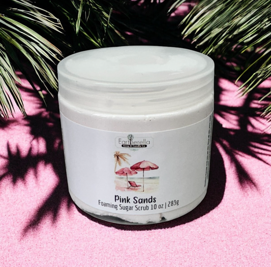 PINK SANDS Exfoliating Foaming Sugar Body Scrub, 10 oz jar