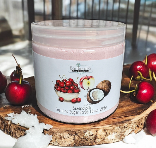 SERENDIPITY Exfoliating Foaming Sugar Body Scrub, 10 oz jar