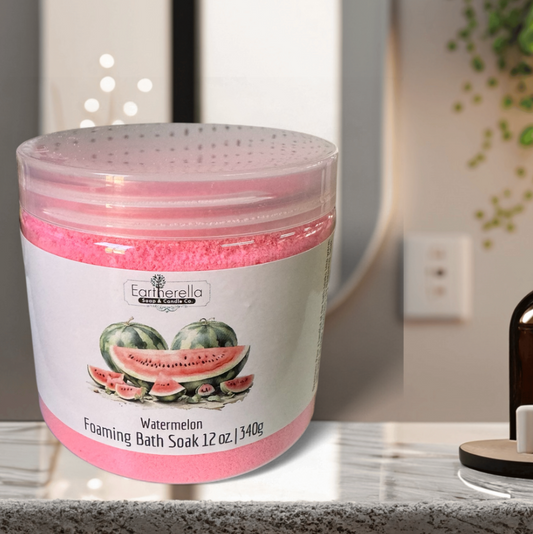 WATERMELON scented Fizzy Bath Soak with Epsom salts, Large 12 oz jar