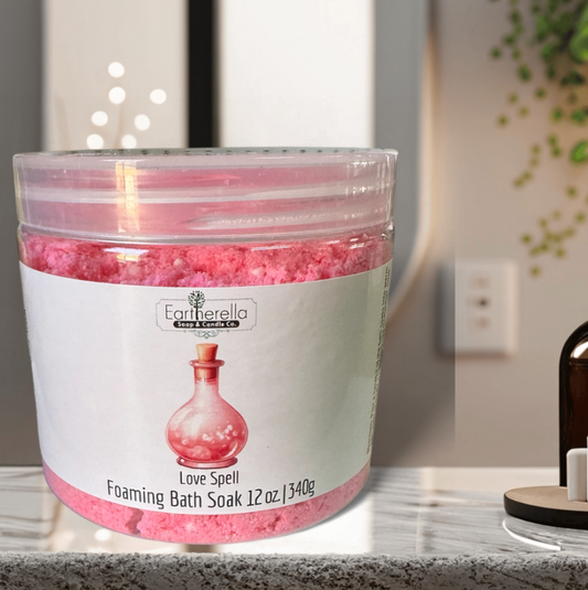 LOVE SPELL scented Fizzy Bath Soak with Epsom salts, Large 12 oz jar