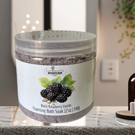 BLACK RASPBERRY VANILLA scented Fizzy Bath Soak with Epsom salts, Large 12 oz jar