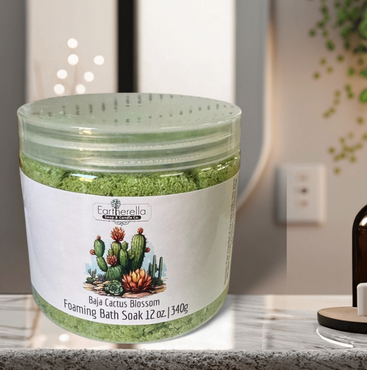 BAJA CACTUS BLOSSOM scented Fizzy Bath Soak with Epsom salts, Large 12 oz jar