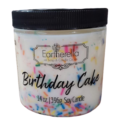 BIRTHDAY CAKE w/SPRINKLES Soy Candle 14 oz jar