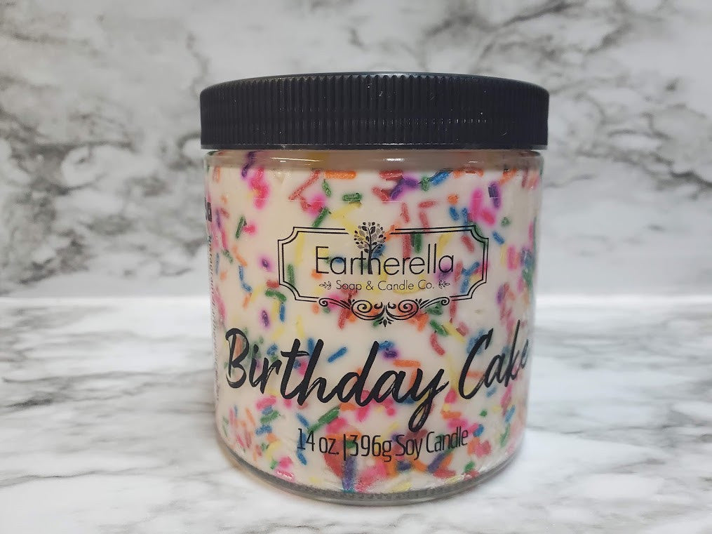 BIRTHDAY CAKE w/SPRINKLES Soy Candle 14 oz jar